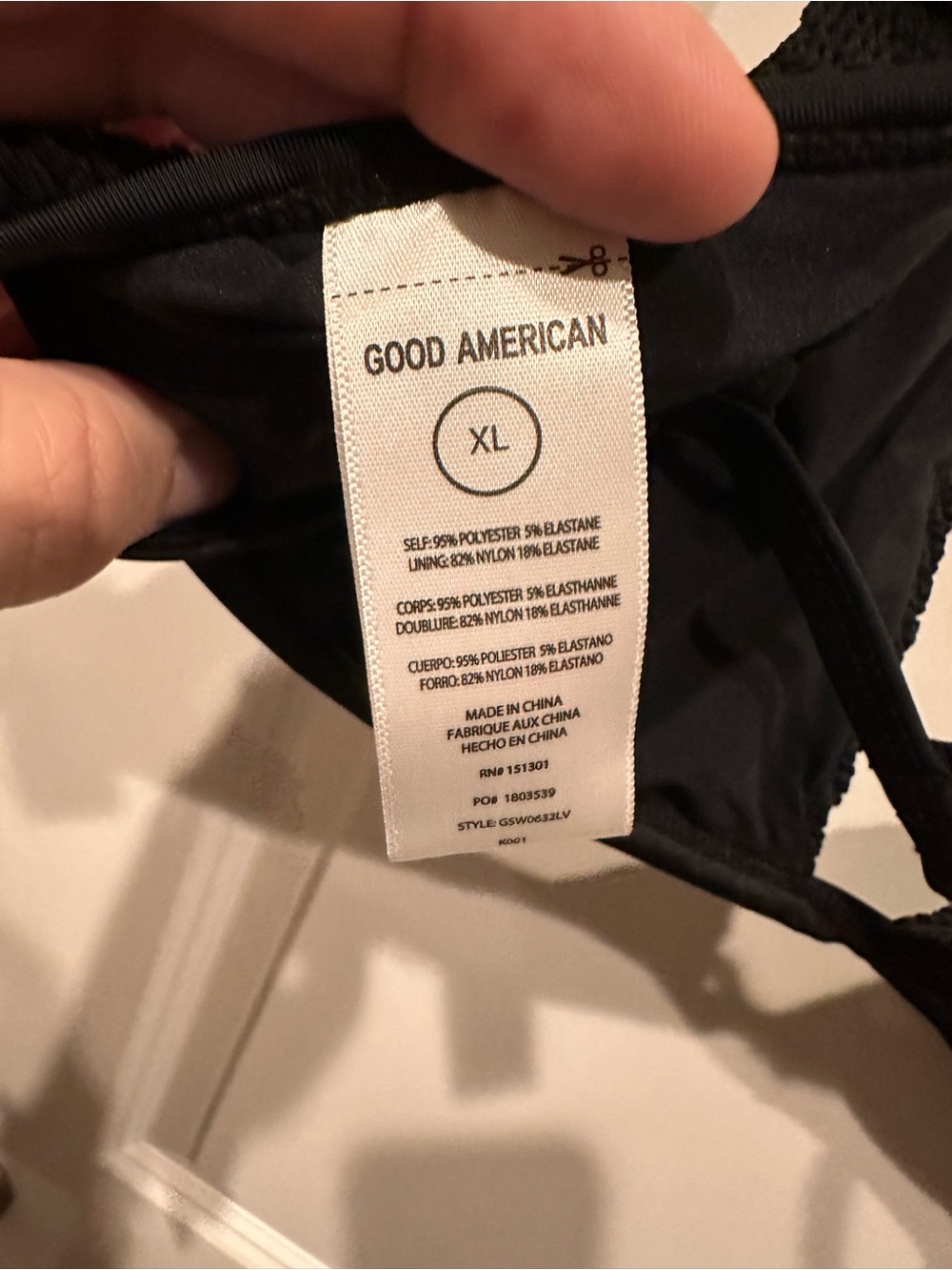 Good American Black Textured Triangle Bikini Top - Picture 8 of 8